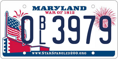 MD license plate 0BL3979