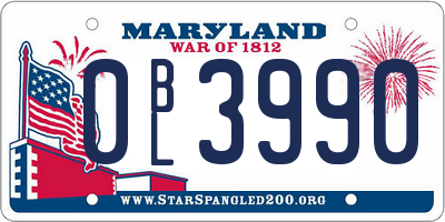 MD license plate 0BL3990