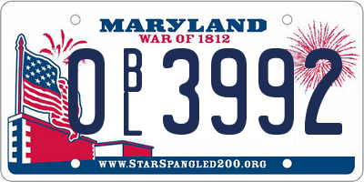 MD license plate 0BL3992