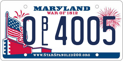 MD license plate 0BL4005