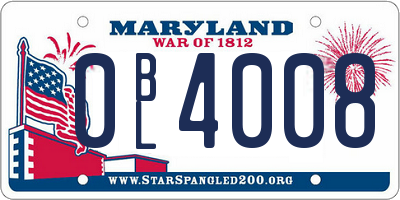 MD license plate 0BL4008