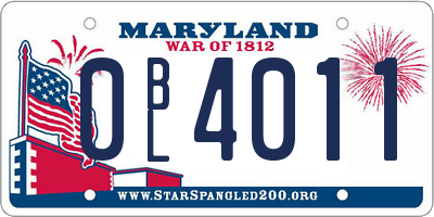 MD license plate 0BL4011