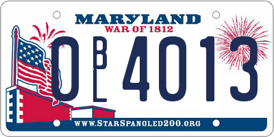 MD license plate 0BL4013