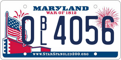 MD license plate 0BL4056