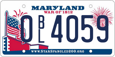 MD license plate 0BL4059