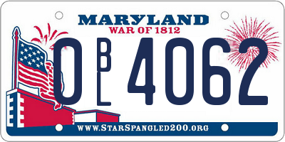 MD license plate 0BL4062