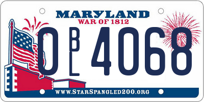 MD license plate 0BL4068