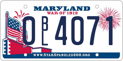 MD license plate 0BL4071