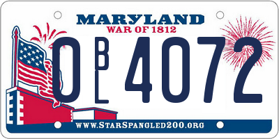 MD license plate 0BL4072