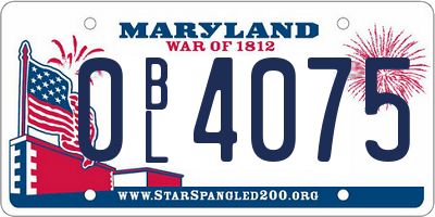 MD license plate 0BL4075