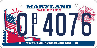 MD license plate 0BL4076