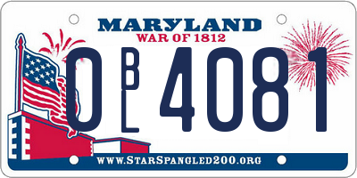 MD license plate 0BL4081