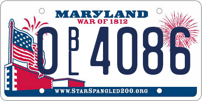 MD license plate 0BL4086