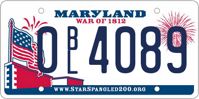 MD license plate 0BL4089