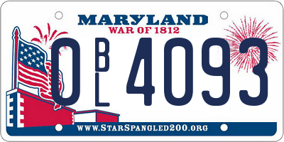 MD license plate 0BL4093