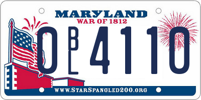 MD license plate 0BL4110