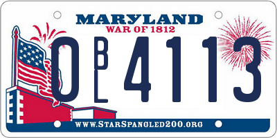 MD license plate 0BL4113