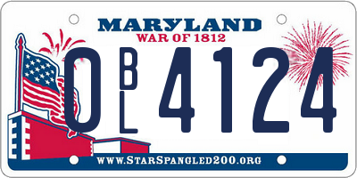 MD license plate 0BL4124
