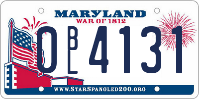 MD license plate 0BL4131