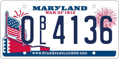 MD license plate 0BL4136