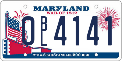 MD license plate 0BL4141