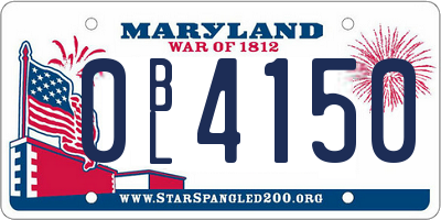 MD license plate 0BL4150