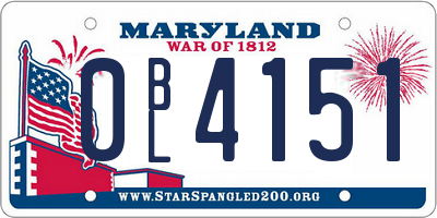 MD license plate 0BL4151