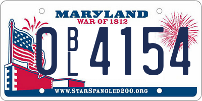 MD license plate 0BL4154