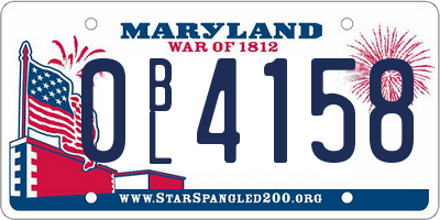 MD license plate 0BL4158