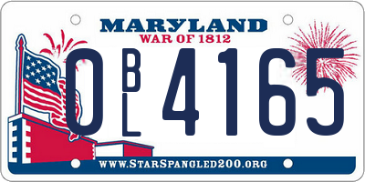 MD license plate 0BL4165