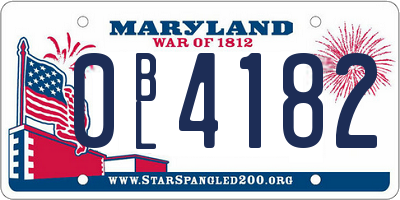 MD license plate 0BL4182