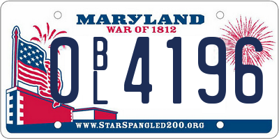 MD license plate 0BL4196