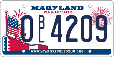 MD license plate 0BL4209