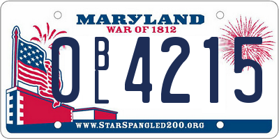MD license plate 0BL4215