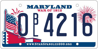 MD license plate 0BL4216