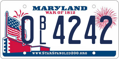 MD license plate 0BL4242