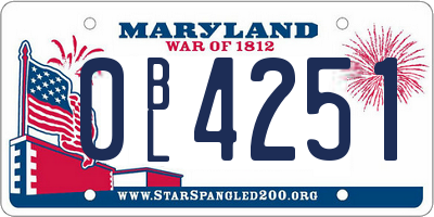 MD license plate 0BL4251