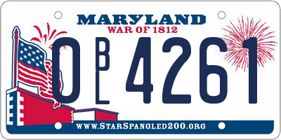 MD license plate 0BL4261