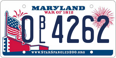 MD license plate 0BL4262