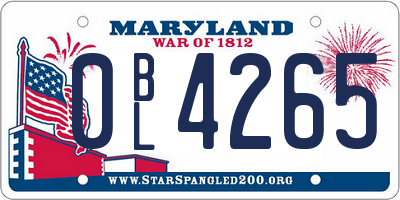 MD license plate 0BL4265