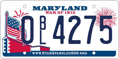 MD license plate 0BL4275