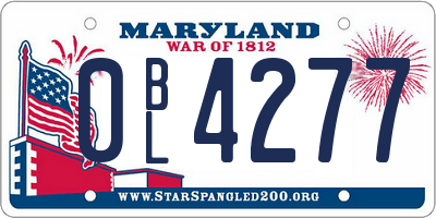 MD license plate 0BL4277