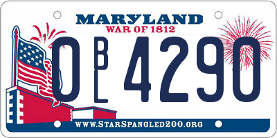 MD license plate 0BL4290