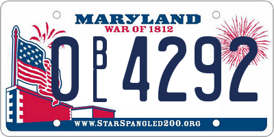 MD license plate 0BL4292