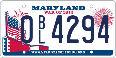 MD license plate 0BL4294
