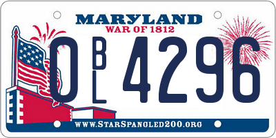 MD license plate 0BL4296