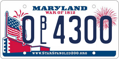 MD license plate 0BL4300