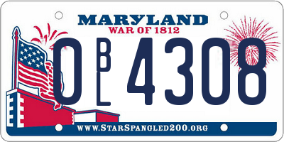 MD license plate 0BL4308