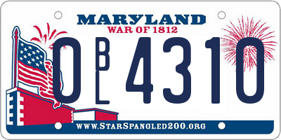 MD license plate 0BL4310