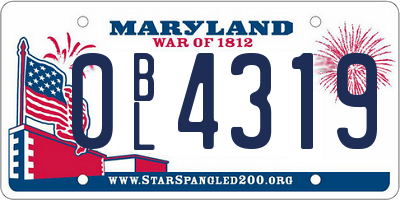 MD license plate 0BL4319